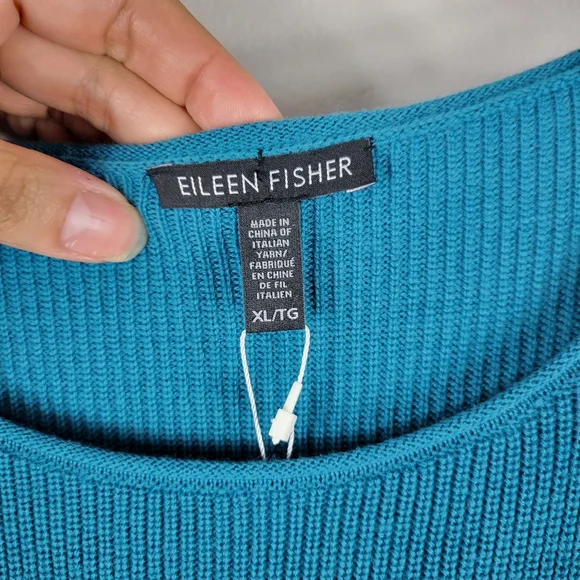 New Eileen Fisher Merino Wool Ribbed Knit Long Sleeve Boxy Pullover Sweater - Picture 6 of 10